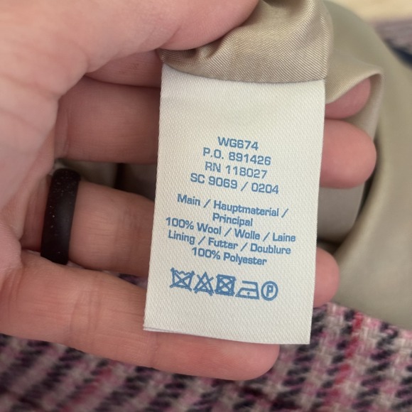 Boden Wool Tweed Skirt 10L Pink Purple Houndstooth British Academia Clueless - Picture 10 of 12